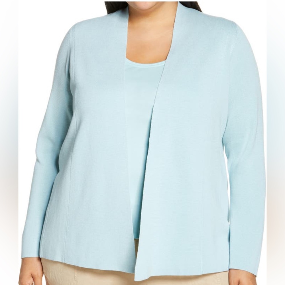 Eileen Fisher Silk Cotton Capri Shaped Open Front Jacket